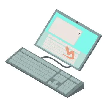 Electronic voting icon isometric vector. Tablet connected to portable keyboard Stock Illustration