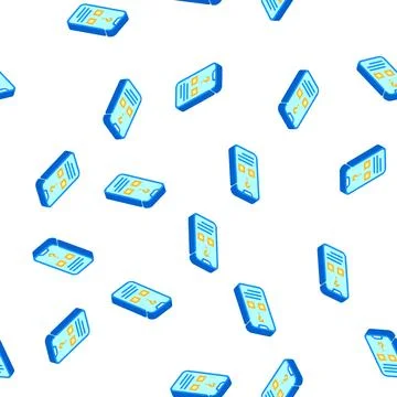 Electronic voting isometric icon seamless pattern sign Stock Illustration