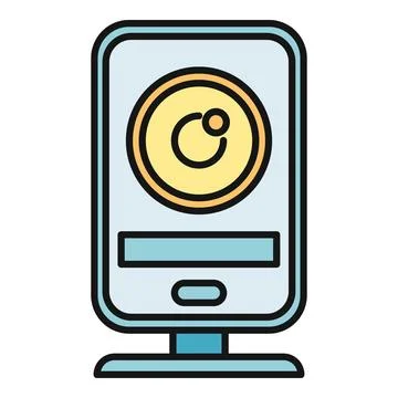 Electronic voting machine showing vote symbol icon Stock Illustration