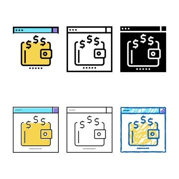 Electronic wallet color icon vector multistyle flat 스톡 일러스트