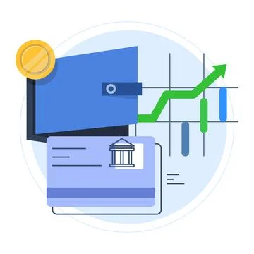 Electronic Wallet concept, development, coding. Coin, growth, analysis, earnings イラスト素材