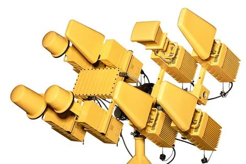Electronic warfare system, drsigned to neutralise UAVs, disrupt mobile networ Stock Photos
