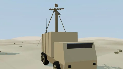Electronic warfare vehicle mast array turning Stock Footage 341387739