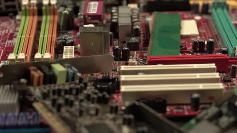 Electronic Waste and Old Computer Parts, Motherboards, RAM Memory Sticks and Stock Footage 331330960