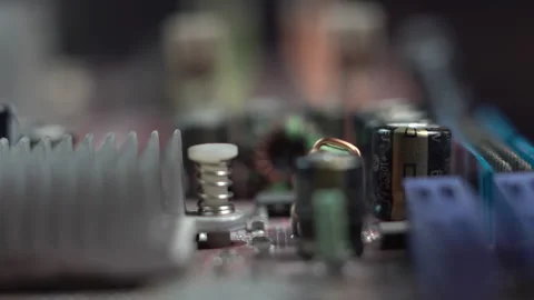 Electronic Waste, Close Up of Computer Motherboard Components and Connectors 스톡 동영상 328345656
