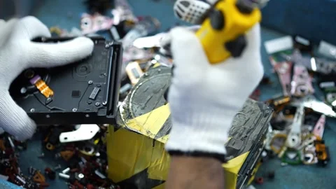 Electronic Waste E Waste Dismantling Stock Footage 336278573