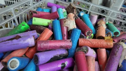 Electronic waste (e-waste), sustainable energy management, and battery reuse Stock Footage 345189338