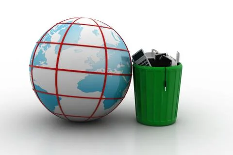 Electronic waste with globe Free Stock Illustration