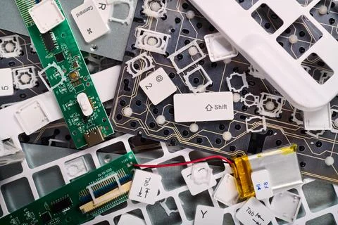 Electronic waste made up of elements from different electronic and computer.. Stock Photos