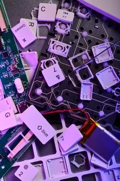 Electronic waste made up of elements from different electronic and computer.. Stock Photos
