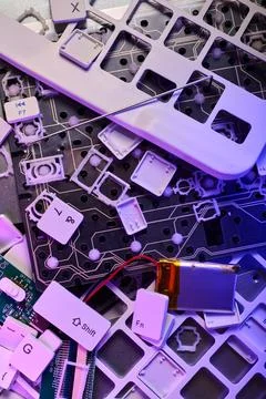 Electronic waste made up of elements from different electronic and computer.. Stock Photos