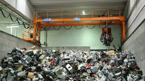 Electronic Waste Moved by Claw Stock-Footage 39241813