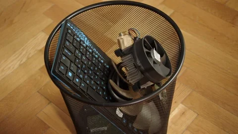 Electronic waste. Old Computer Cables and Devices 스톡 동영상 194500428