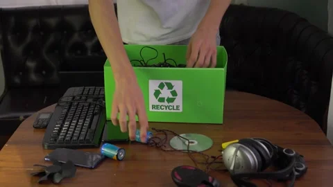 Electronic waste or e-waste recycle. Used Electrical Equipment, Mobile device Stock Footage 143771528