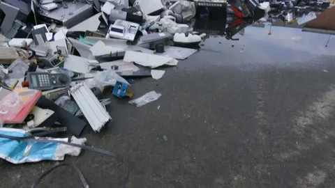 Electronic Waste Pile Tilt Video stock 77714639