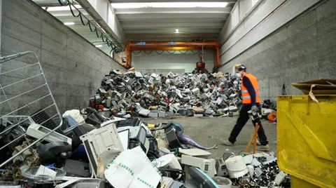 Electronic Waste Plant Workman Working Stock-Footage 39242451