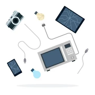 Electronic waste for trash sorting vector flat isolated 스톡 일러스트