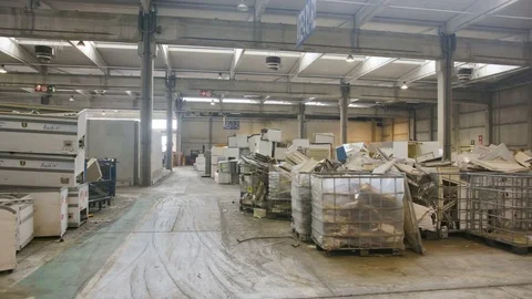 Electronic Waste Warehouse Wide Stock-Footage 77704425