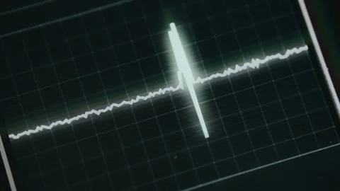 Electronic waveform displayed on an oscilloscope grid Video stock 333854381