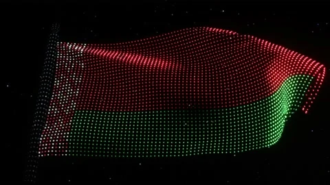 Electronic waving flag of Belarus made of LED lights Stock Footage