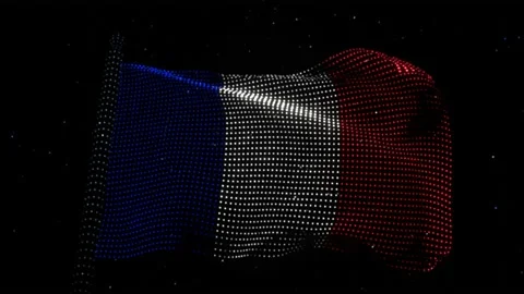 Electronic waving flag of France made of LED lights Stock Footage