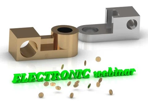 ELECTRONIC webinar - words of color letters and silver details and bronze det Stock Illustration