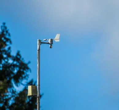 Electronic wind direction pointer, Modern weather technology Stock Photos