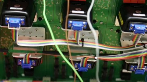 Electronic wiring inside computer Stock Footage 61130741