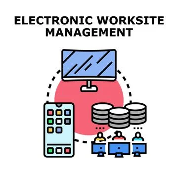 Electronic worksite management system with connected devices Ilustração Stock