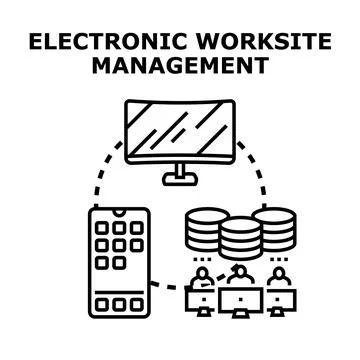 Electronic worksite management system with connected devices Stock Illustration