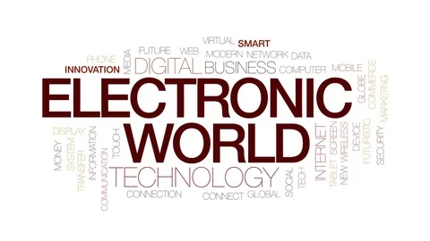 Electronic world animated word cloud, text design animation. Kinetic typography. Stock Footage 80472869