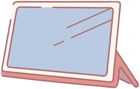 Electronical smart tablet with stand. Device with touch screen, equipment for イラスト素材