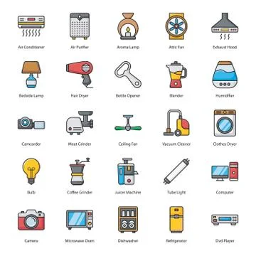 Electronics and Appliances Flat Vectors Set Stock Illustration