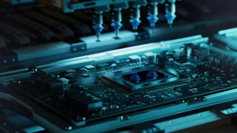 Electronics and Circuit board Production Line on Manufacturing Factory. Loopable Stock Footage 241489769