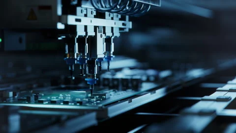Electronics and Circuit board Production Line on Manufacturing Factory. Loopable Stock Footage 241489770