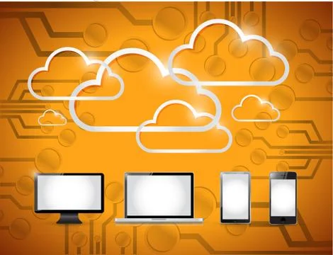 Electronics and clouds computing illustration Stockillustratie