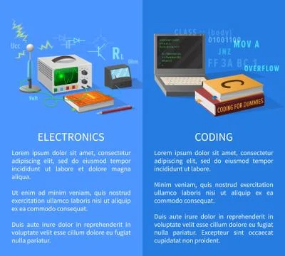 Electronics and Coding Lessons Promotional Poster Illustrazione stock