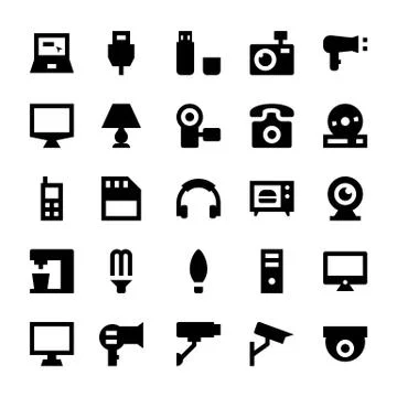 Electronics and Devices Vector Icons Stock Illustration