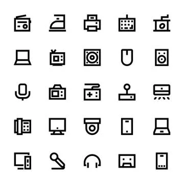 Electronics and Devices Vector Icons Collection Stock Illustration