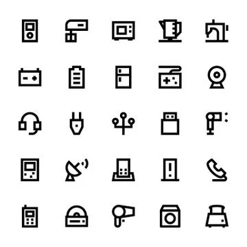 Electronics and Devices Vector Icons Pack Stock Illustration
