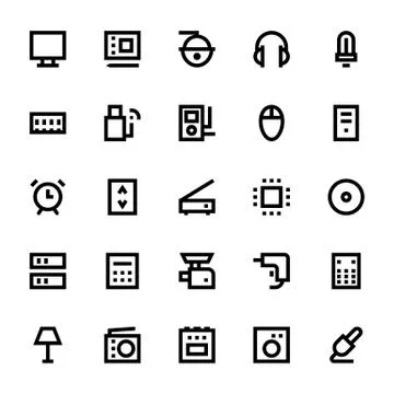 Electronics and Devices Vector Icons Set Stock Illustration