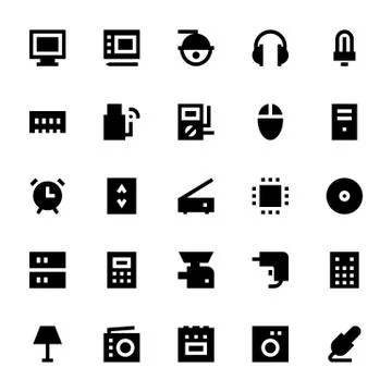 Electronics and Devices Vector Icons Set Stock Illustration