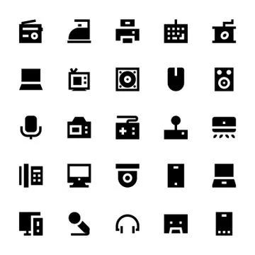 Electronics and Devices Vector Icons Collection Stock Illustration