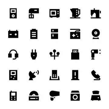 Electronics and Devices Vector Icons Pack Stock Illustration