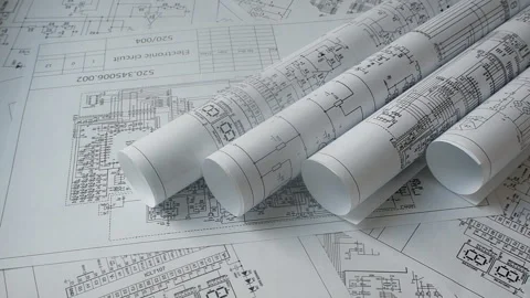 Electronics and Engineering drawings Stock Footage 93109628