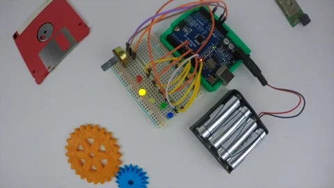 Electronics and flashing LED's Stock Footage 92352998