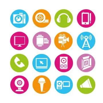 Electronics and media icons Stock Illustration