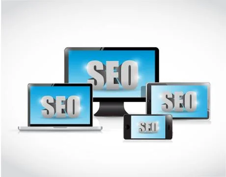 Electronics and seo text message illustration Stock Illustration