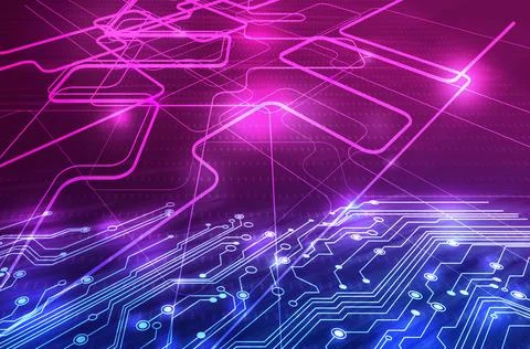 Electronics and technology. Circuit board pattern illustration Stock Photos