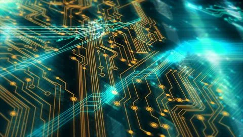 Electronics and technology. Circuit board pattern illustration Stock Photos